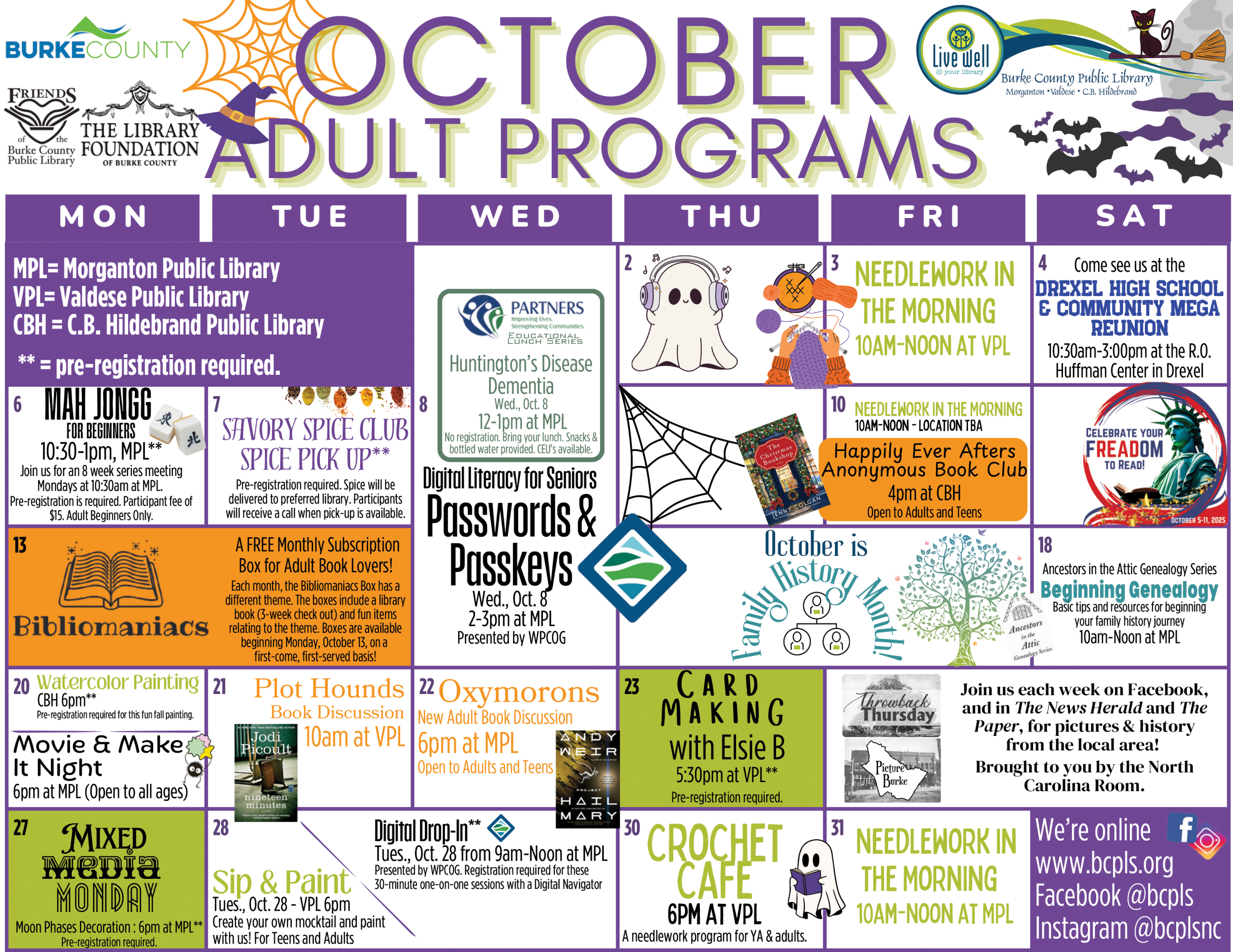 Adult Program Calendar October 2025