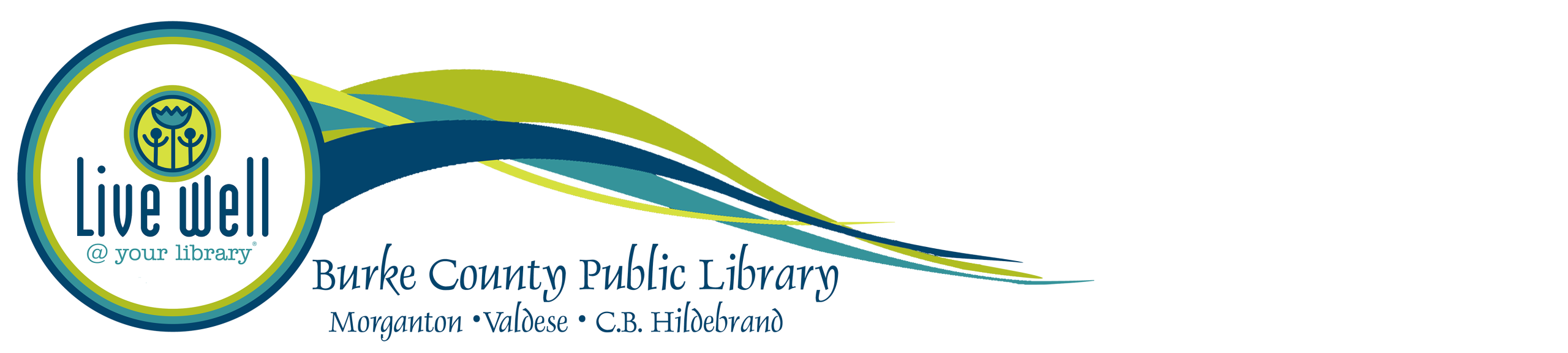 The Library logo features the text "Live Well at your library" and "Burke County Public Library."